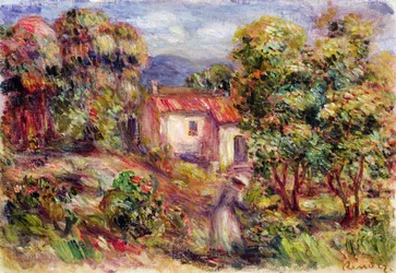 Frau pflückt Blumen im Garten von Les Colettes in Cagnes, 1912